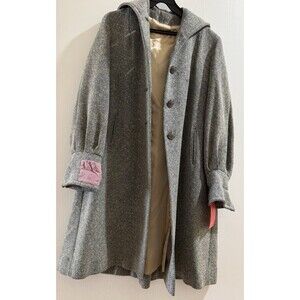 Vintage 1960s Kutshire Wool Tweed Swing Coat M Pleated Back - Movie Wardrobe